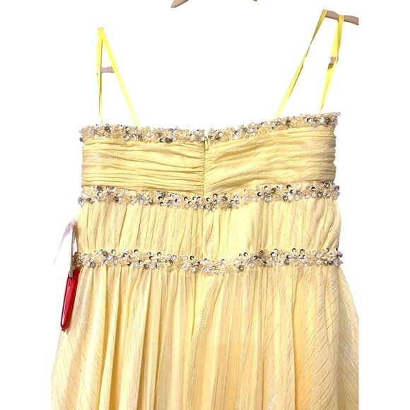 Mac Duggal Beaded Ruffle High Low Yellow Gown in Lemon Yellow Sizes 4 & 6 - Picture 8 of 14